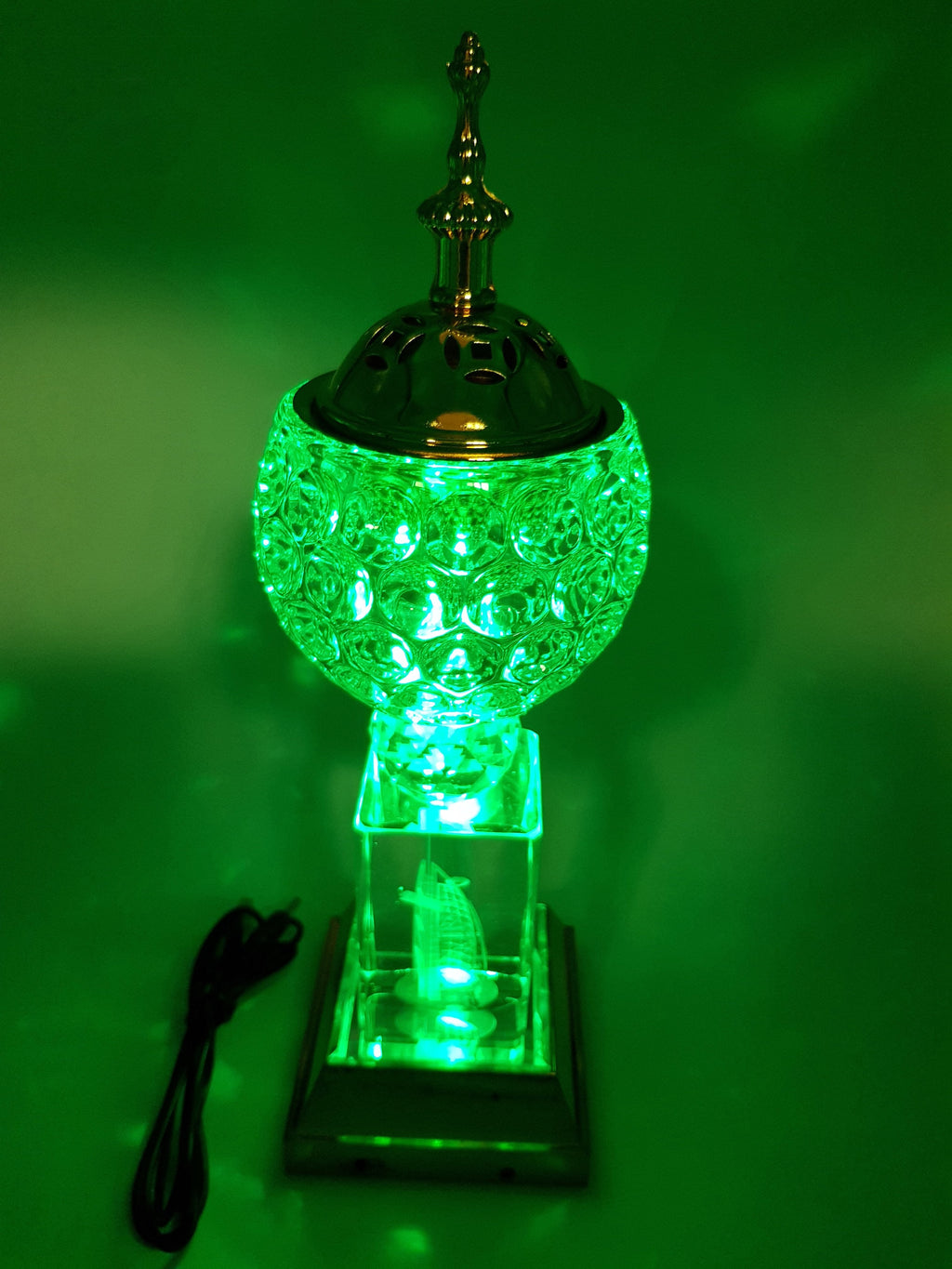 Crystal Bakhoor Burner with Rechargeble LED Lights, 50g Fragrance Paste & 10 Coal Coins