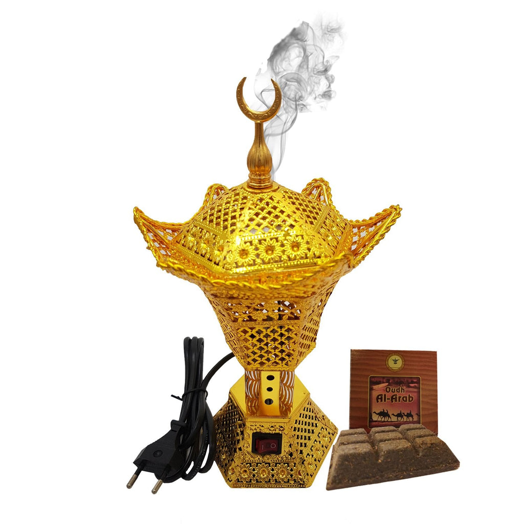 Electrical Bakhoor Burner & 50g Fragrance Paste - Golden