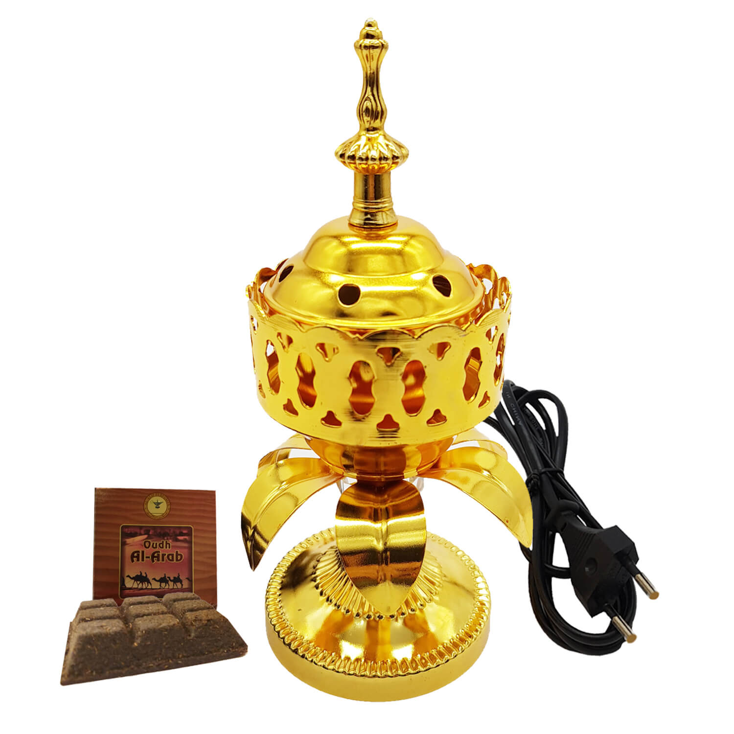 Electrical Bakhoor Burner & 50g Fragrance Paste - Golden