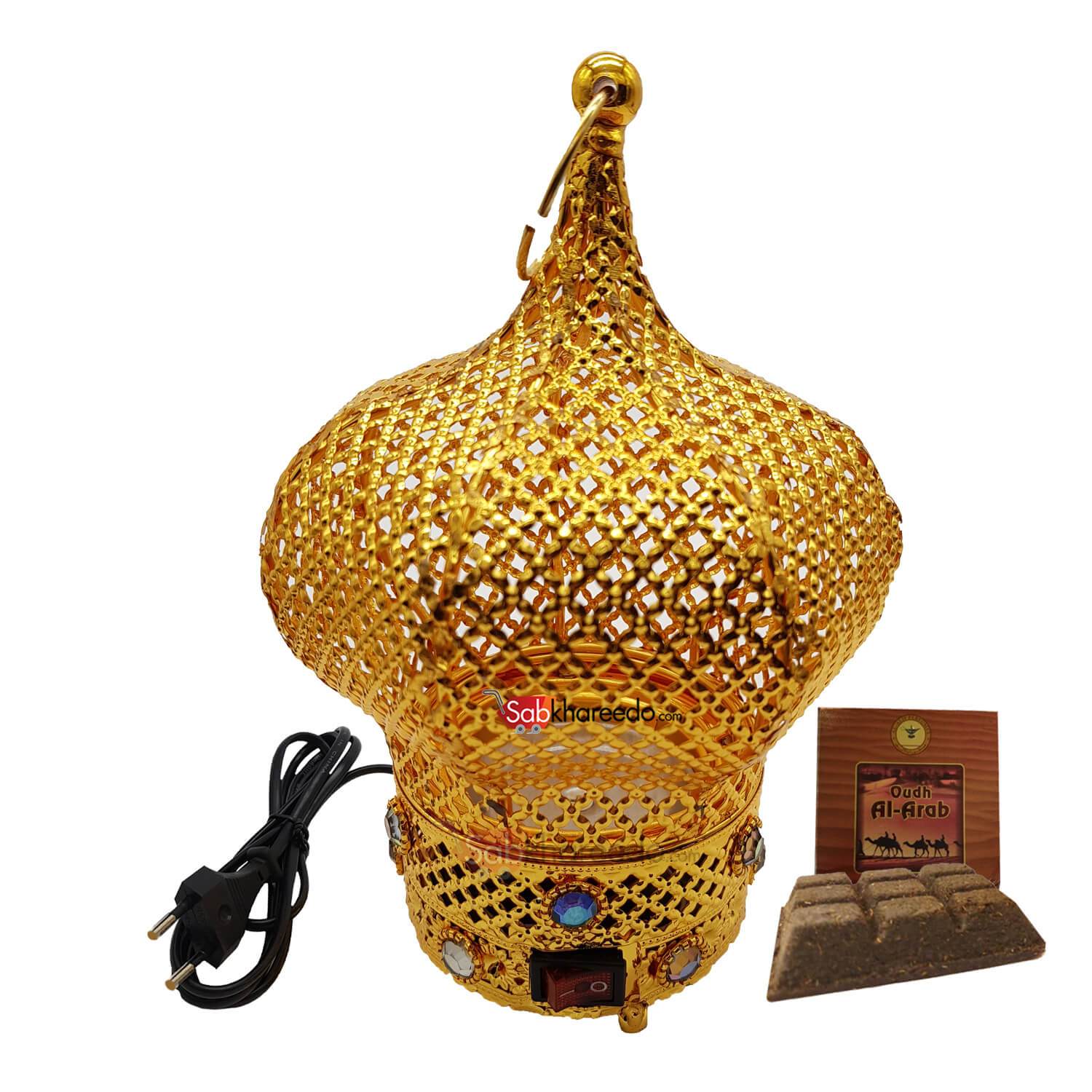 Electrical Bakhoor Burner & 50g Fragrance Paste - Golden