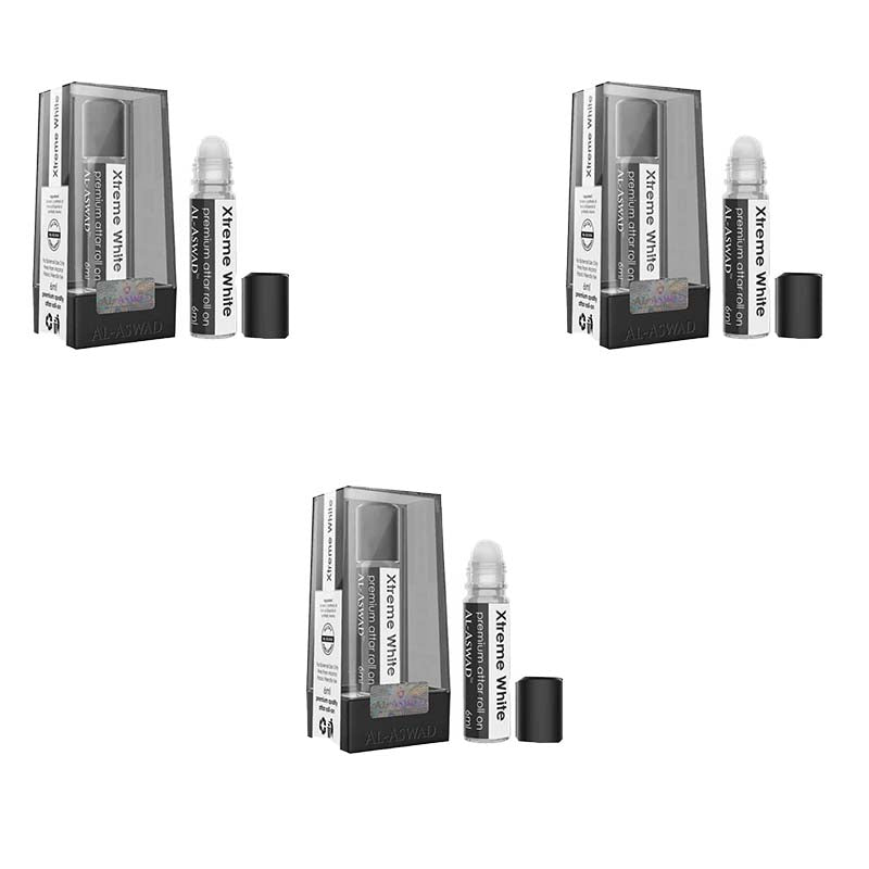 Al Aswad Extreme White Roll On Attar (Pack of 3)