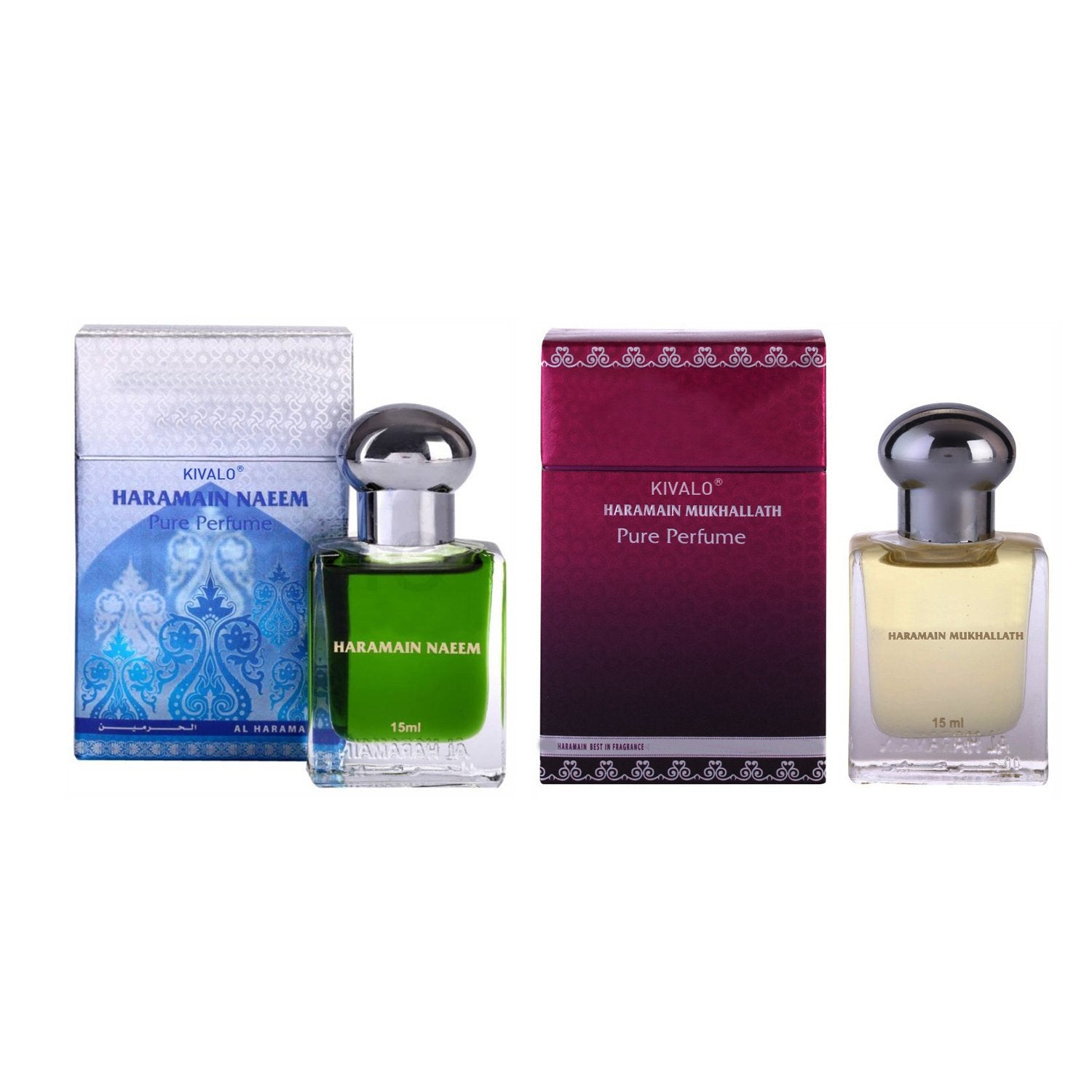 Al Haramain Naeem & Mukhallath Fragrance Pure Original Roll on Perfume Oil Pack of 2 (Attar) - 2 x 15 ml