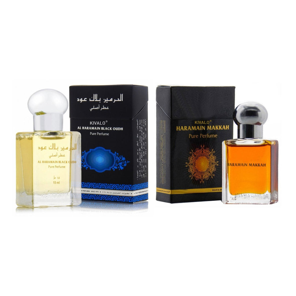 Al Haramain Black Oudh & Makkah Roll on Pack of 2 Attar - 2 x 15ml