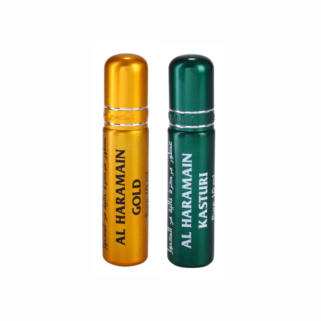 Al Haramain Gold & Kasturi Fragrance Pure Original Roll On Attar Combo Pack of 2 x 10 ml