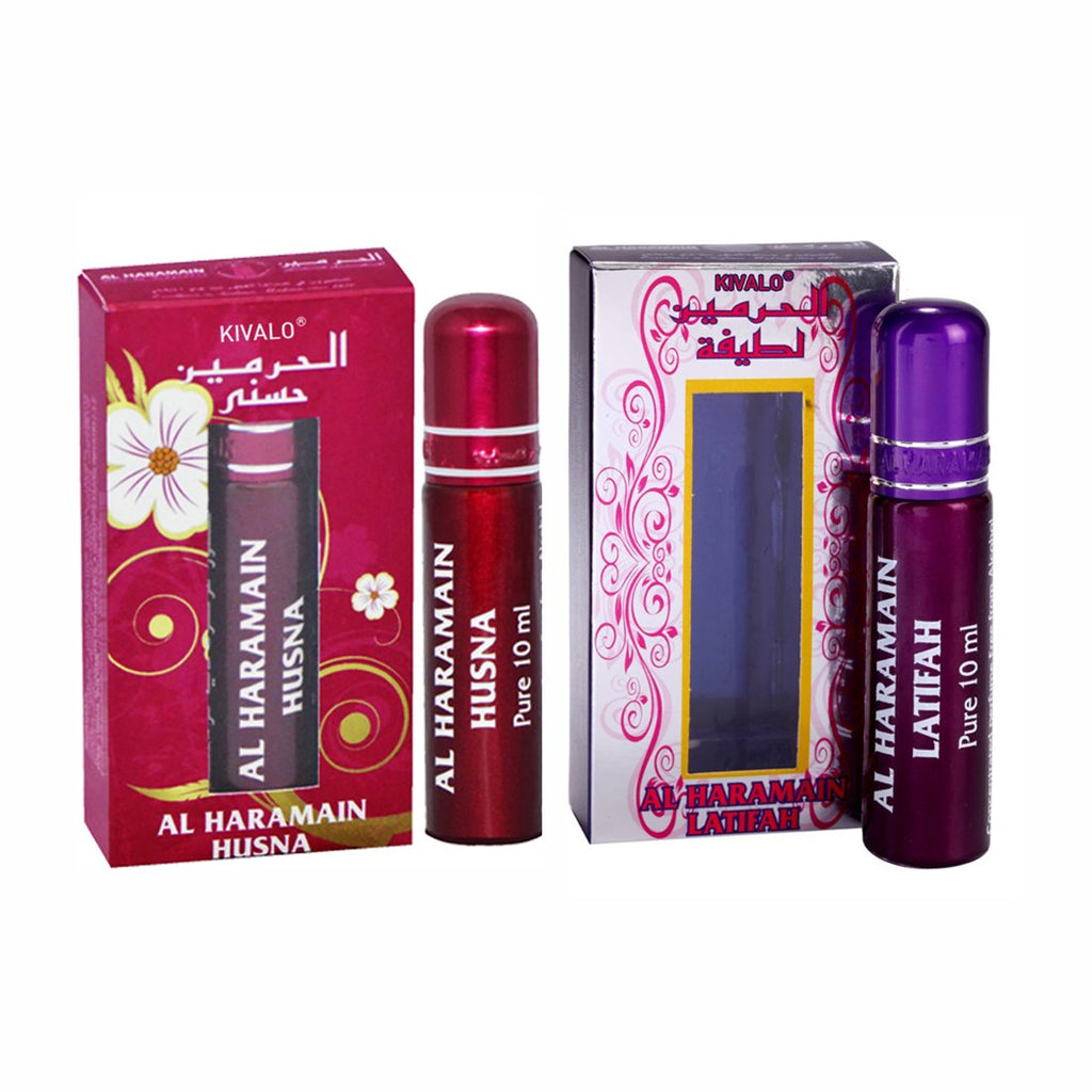 Al Haramain Husna & Latifah Fragrance Pure Original Roll On Attar Combo Pack of 2 x 10 ml