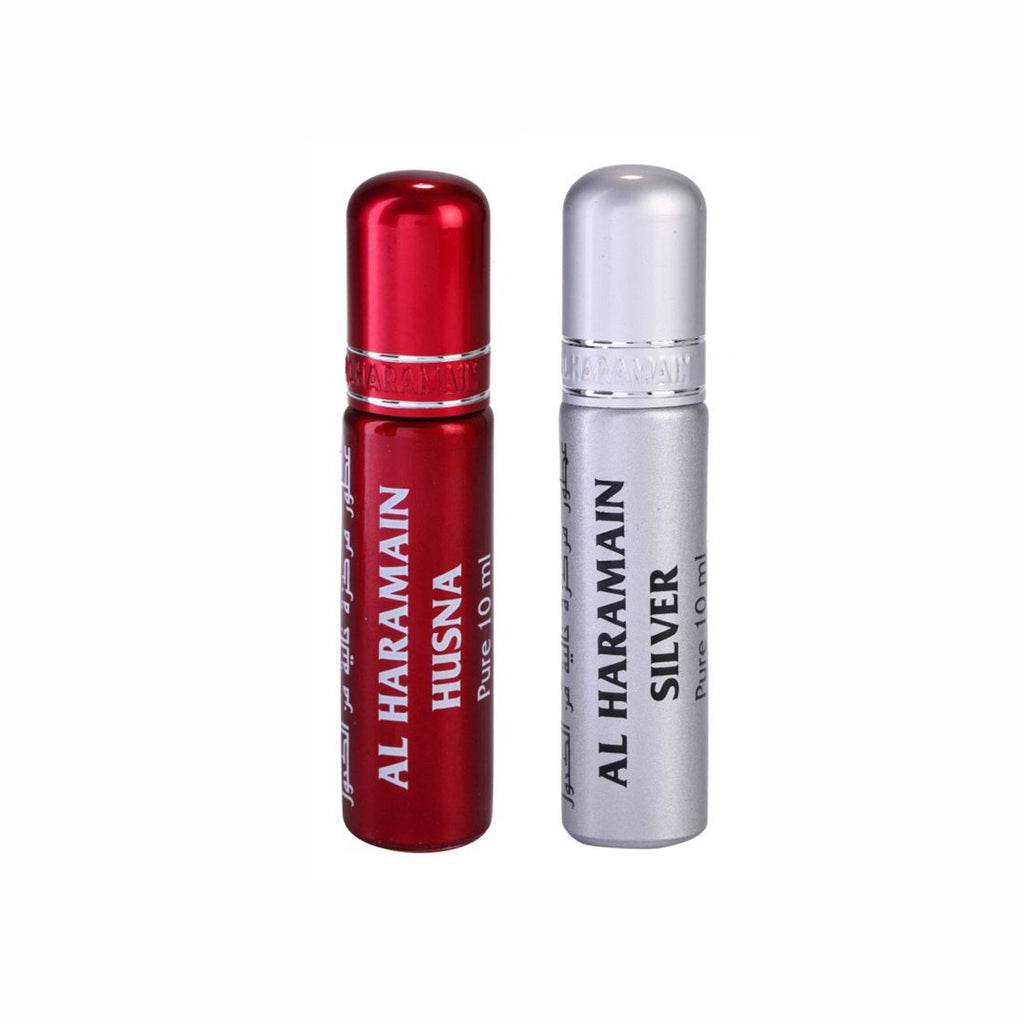 Al Haramain Husana & Silver Fragrance Pure Original Roll On Attar Combo Pack of 2 x 10 ml