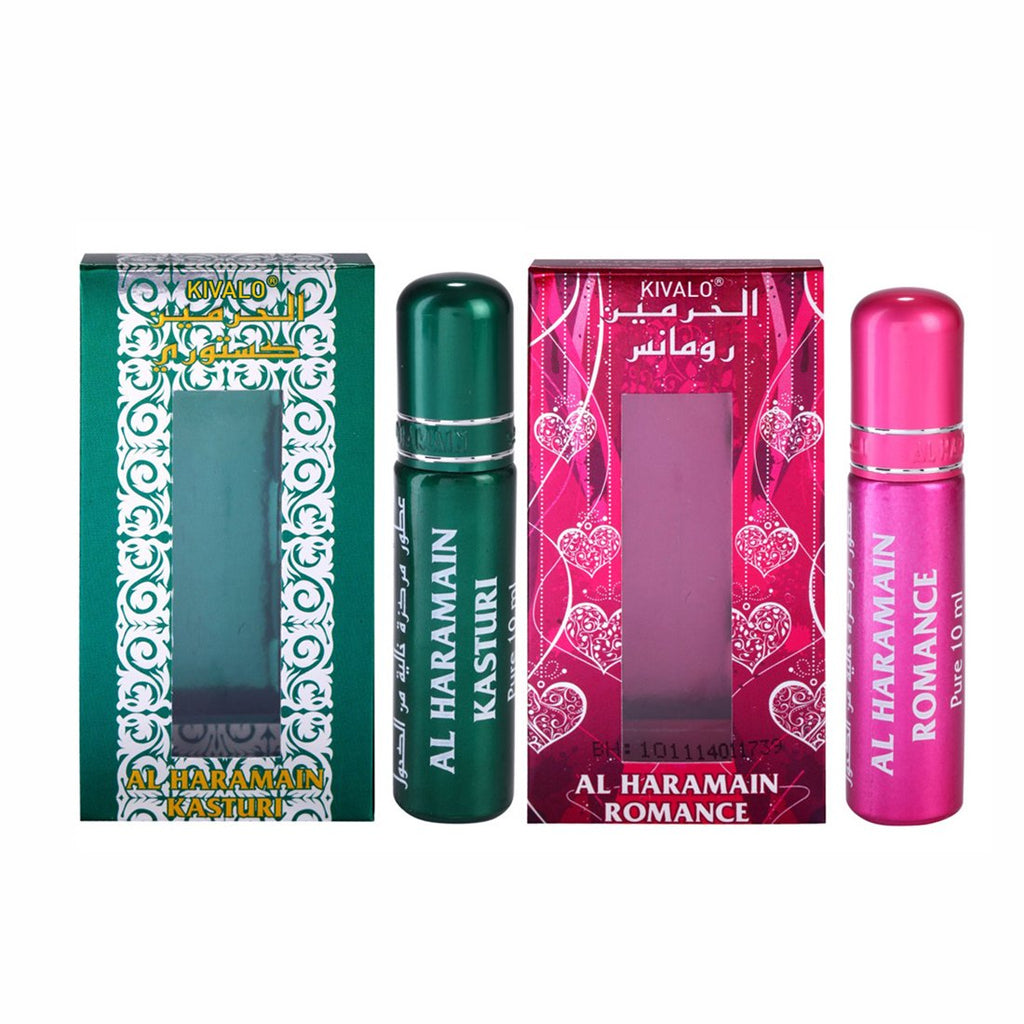 Al Haramain Kasturi & Romance Fragrance Pure Original Roll On Attar Combo Pack of 2 x 10 ml