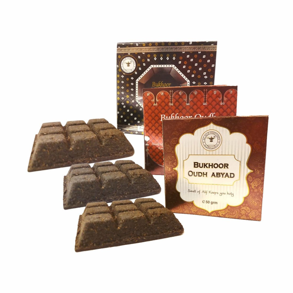 Alif Bukhoor Oudh Abyad, Al Firdous & Al Saeed Incense Home Fragrance Combo Pack Of 3 x 50g