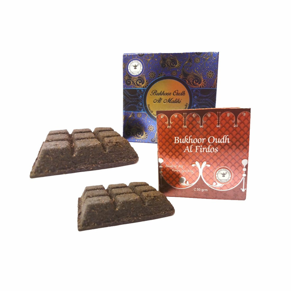Alif Bukhoor Oudh Al Firdous & Al Maliki Incense Home Fragrance Combo Pack Of 2 x 50g