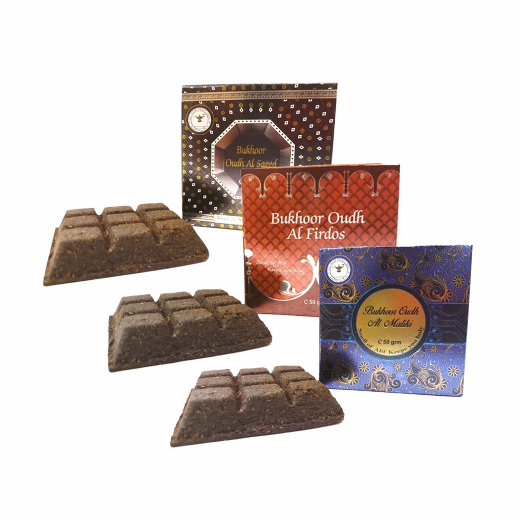 Alif Bukhoor Oudh Al Firdous, Al Saeed & Al Maliki Incense Home Fragrance Combo Pack Of 3 x 50g