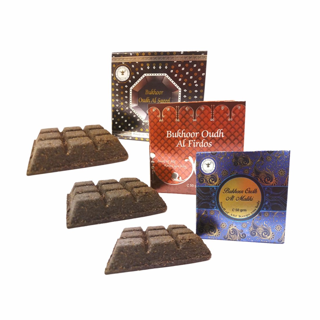 Alif Bukhoor Oudh Al Firdous, Al Saeed & Al Maliki Incense Home Fragrance Combo Pack Of 3 x 50g