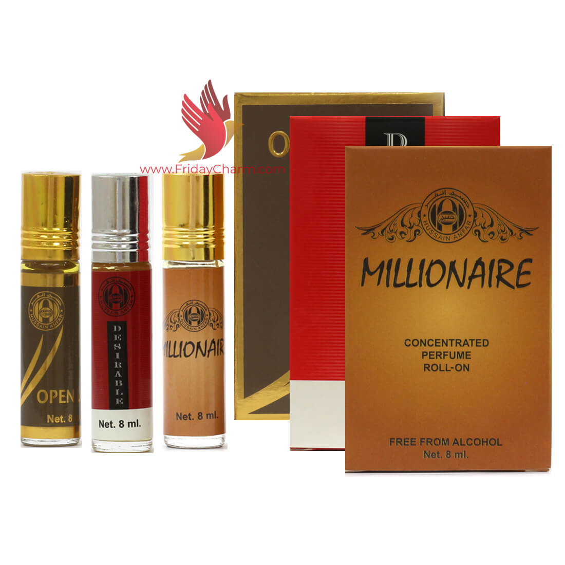Anfar Millionaire, Desirable & Open UP Roll on Attar 8ml Pack Of 3
