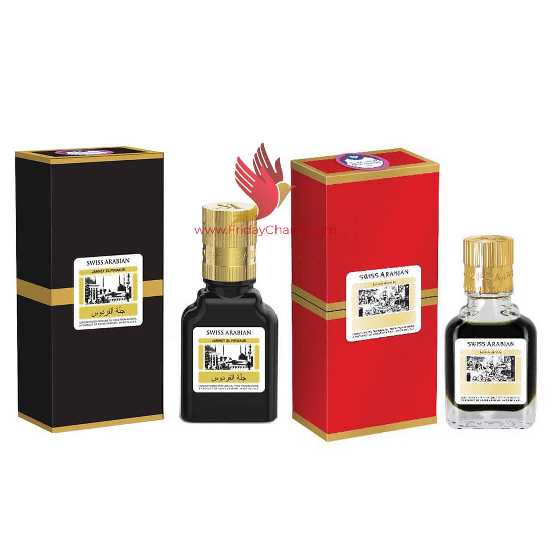 Swiss Arabian Jannat ul Firdaus 9ml Attar Red & Black Pack of 2