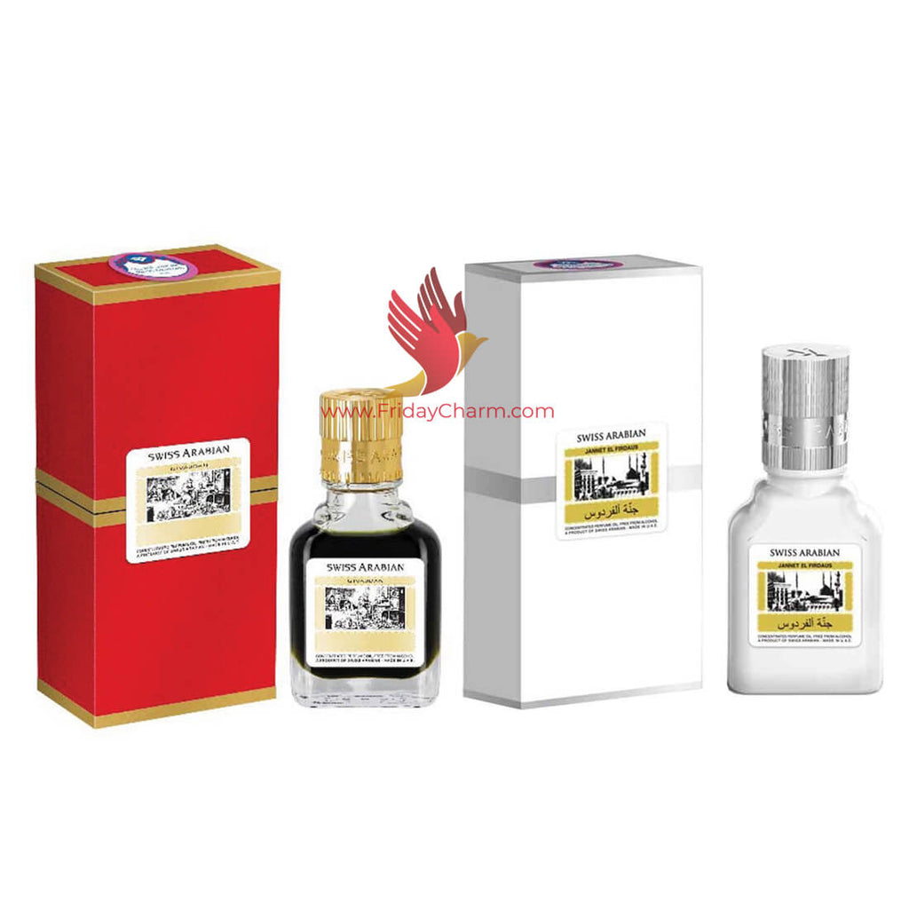 Swiss Arabian Jannat ul Firdaus 9ml Attar Red & White Pack of 2