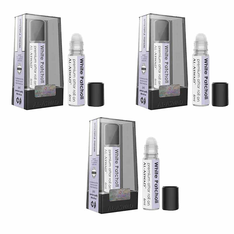 Al Aswad White Patchouli Roll On Attar ( pack of 3)